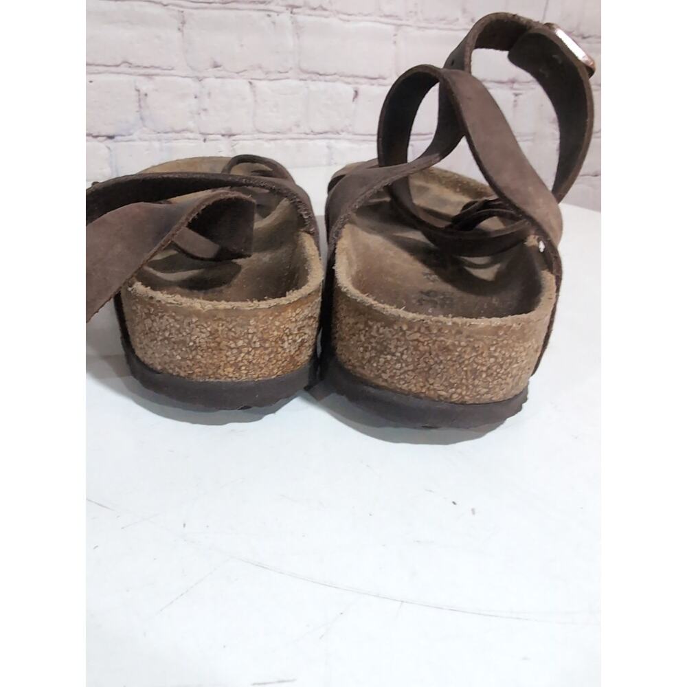 Birkenstock Yara Leather Strappy Sandal Size 36 US 5.0 Mocha Brown Ankle Strap - Picture 12 of 14